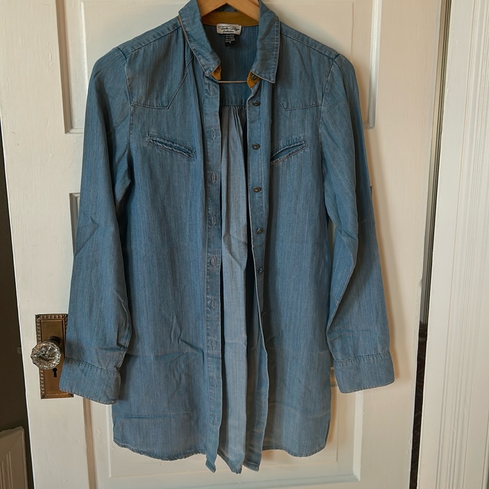 Tasha Polizzi - Denim Button Down Tunic - Western Inspired - Sz S